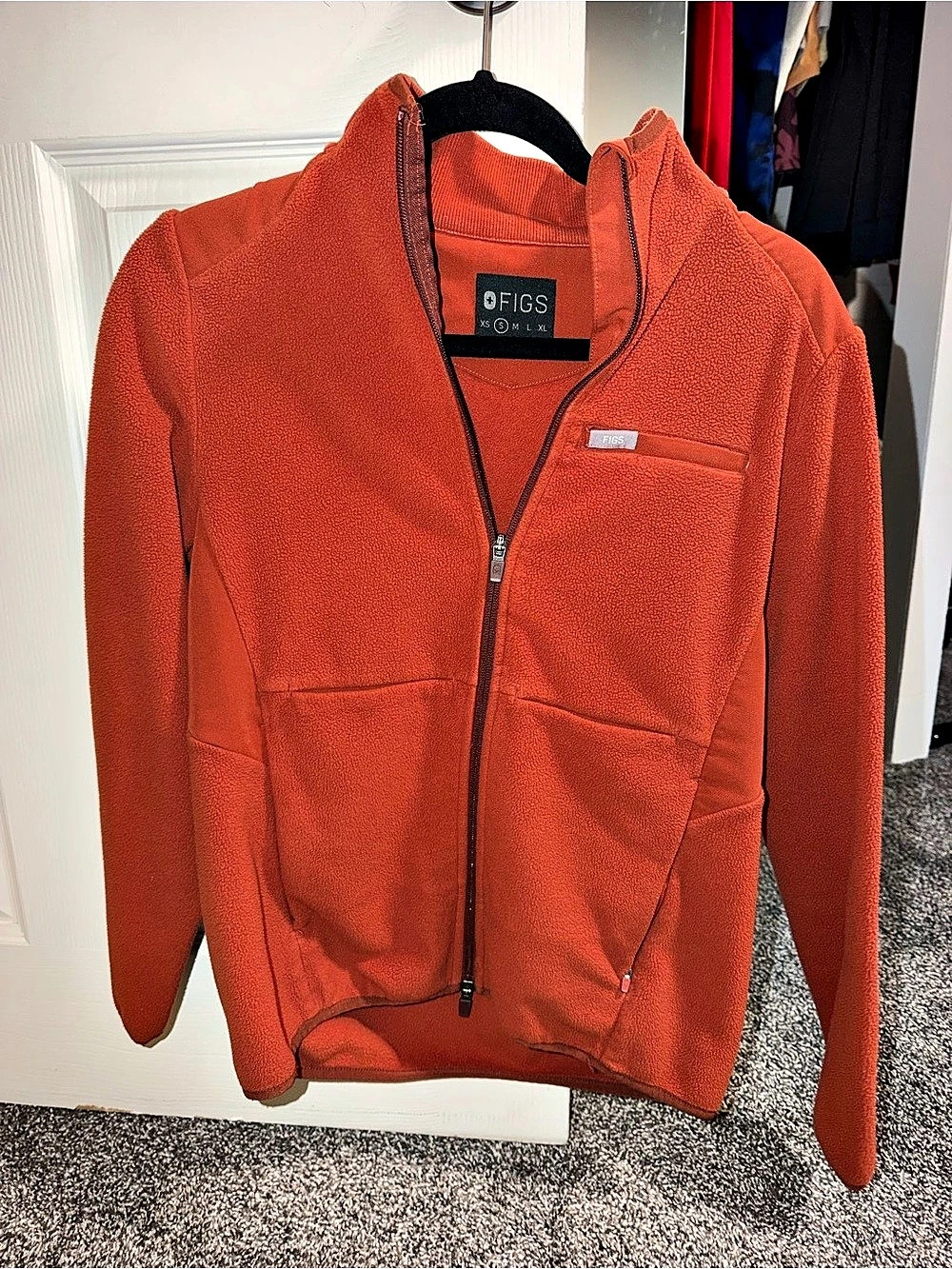 FIGS On-Shift Fleece Jacket Orange Small